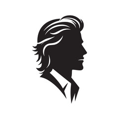 Silhouette of a business man, business man with suit silhouette vector icon, Business man hair