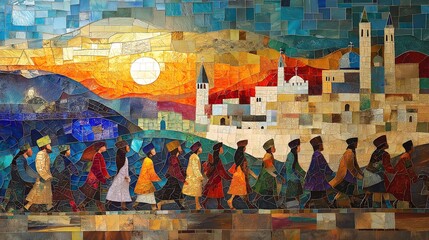 Celebrating Purim with vibrant colors and tradition through the words of the Megillah in a lively city