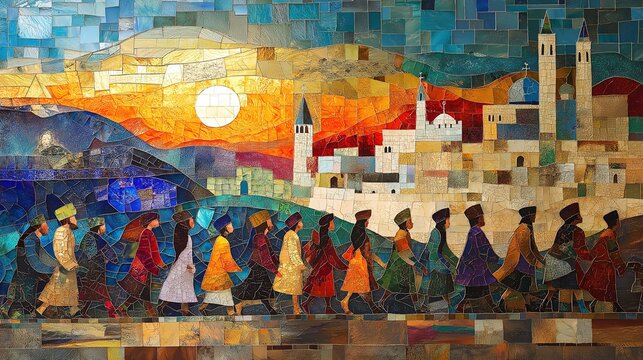 Celebrating Purim with vibrant colors and tradition through the words of the Megillah in a lively city