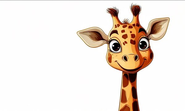 A cheerful cartoon giraffe with a friendly expression and distinctive patterns.