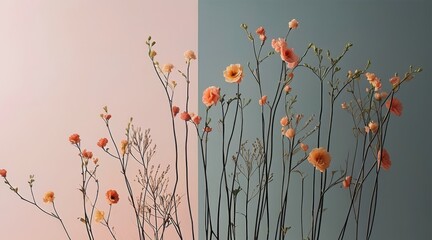 Tranquil Blooms: A Modern Minimalist Floral Landscape  .