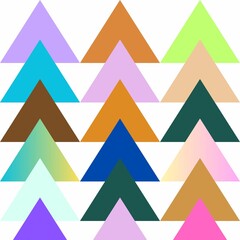 vibrant and playful abstract pattern featuring a collection of colorful triangles arranged in rows. The triangles are filled with various bright hues, creating a cheerful and dynamic visual 