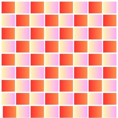 A colorful mosaic pattern featuring a grid of square tiles in orange, pink, and white shades. The pattern creates a vibrant and dynamic visual effect, with the colors blending and contrasting
