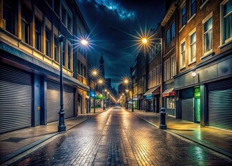 Obraz premium Covid-19 Economic Recession Night Photography: Empty Streets, Global Crisis, Financial Impact