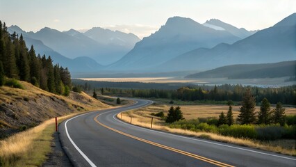 Fototapeta premium image of a street in a beautiful mountainous area with an afternoon background