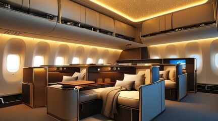 Unveiling Elegance: The Serenity of a Business-Class Cabin  .