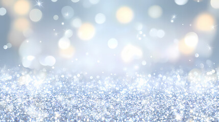 Fototapeta premium Abstract glitter blue and silver lights background. de-focused. Glimmer. Illustration