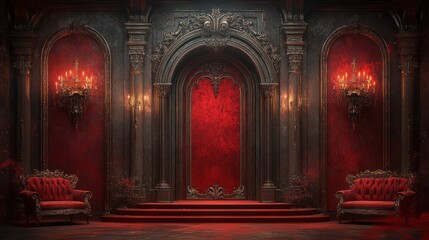 Red Interior. Luxurious Interior of the Royal Palace