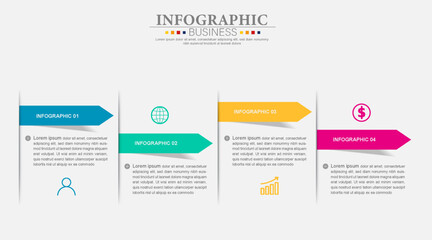 Business Infographic template. Thin line design with icons and 4 options or steps.