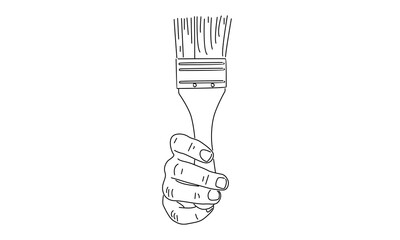 line of hand holding a paint brush	