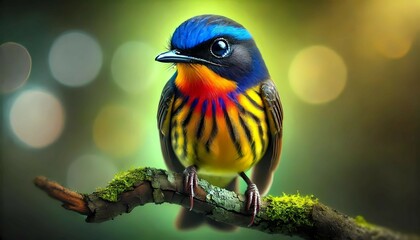 An Adorable Bird Perched on a Tree Branch in Nature