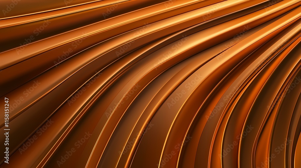 Poster the image contains a series of smoothly curved, metallic-looking brown stripes that create a flowing