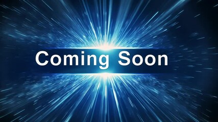 coming soon glowing light burst effect, futuristic announcement background. Modern technology and anticipation concept