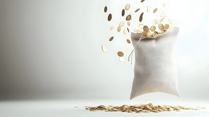 A bag overflowing with coins, symbolizing wealth and prosperity.