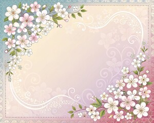Naklejka premium Pastel-colored floral border invitation card design, soft illustration with text space. 