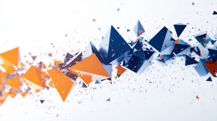 Obraz premium Abstract 3D Render of Dynamic Blue and Orange Geometric Shapes in Motion