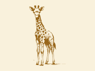 Obraz premium Giraffe Hand Drawn Illustration Vector Isolated