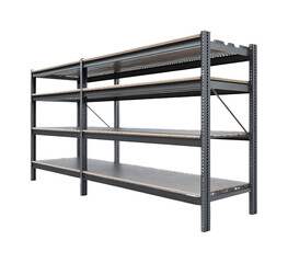 Warehouse Shelf Isolated on White Background - Storage Rack