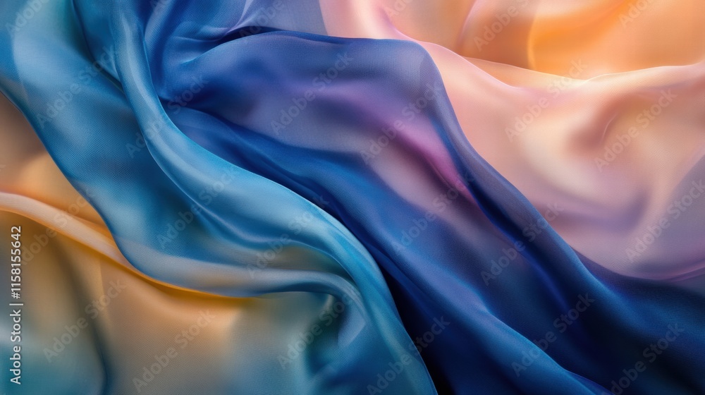 Aufkleber luxurious silk fabric in elegant flowing patterns with space for text mockup. generative ai