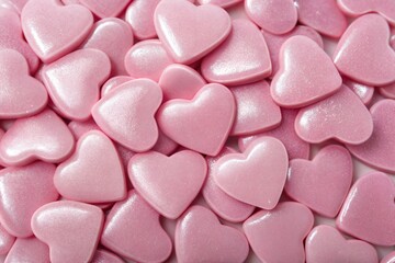 Valentine's Day Background. Holiday Valentine Background with pink glossy Hearts. Love concept. Wallpaper
