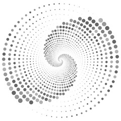 Abstract Black and White Spiral Made of Gradually Sized Dots