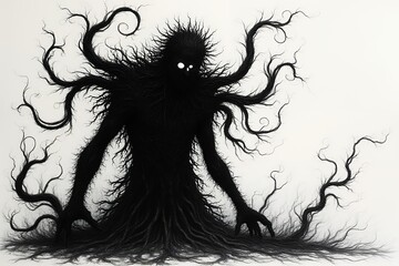 Fototapeta premium Mysterious Dark Figure with Branching Shadows