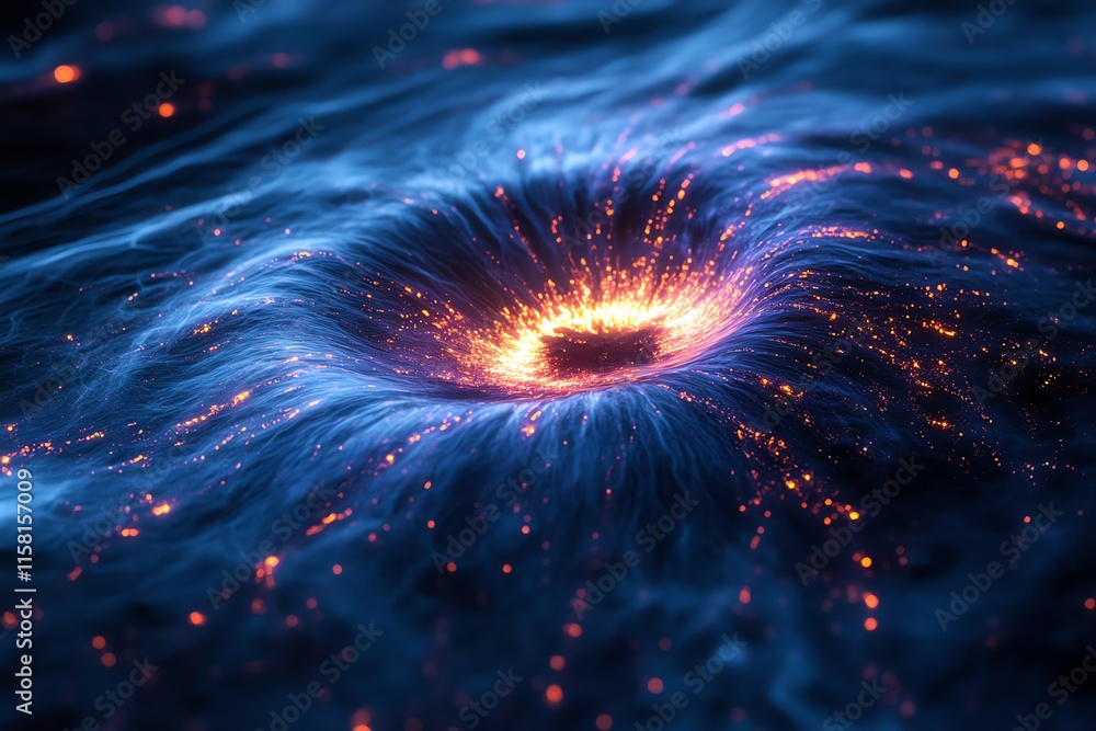 Aufkleber a swirling cosmic vortex with glowing particles, depicting a dynamic space phenomenon.