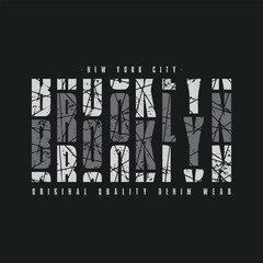 Brooklyn slogan urban denim graphic element design typography t shirt vector for ready print