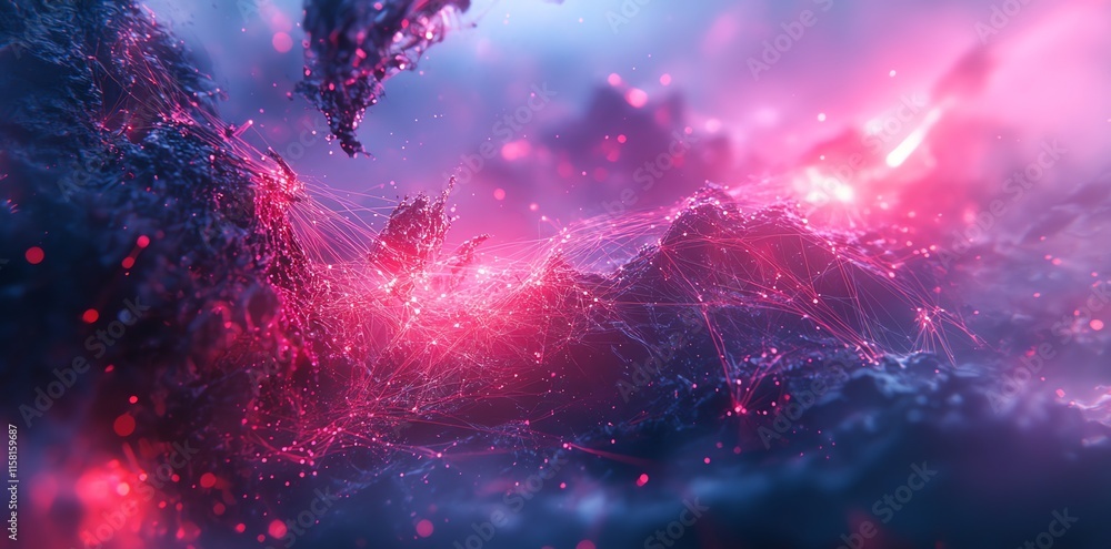 Aufkleber abstract digital landscape with vibrant colors and intricate patterns.