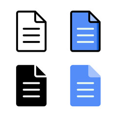 Document app icon set. Suitable for doc app element. Document and file icon.