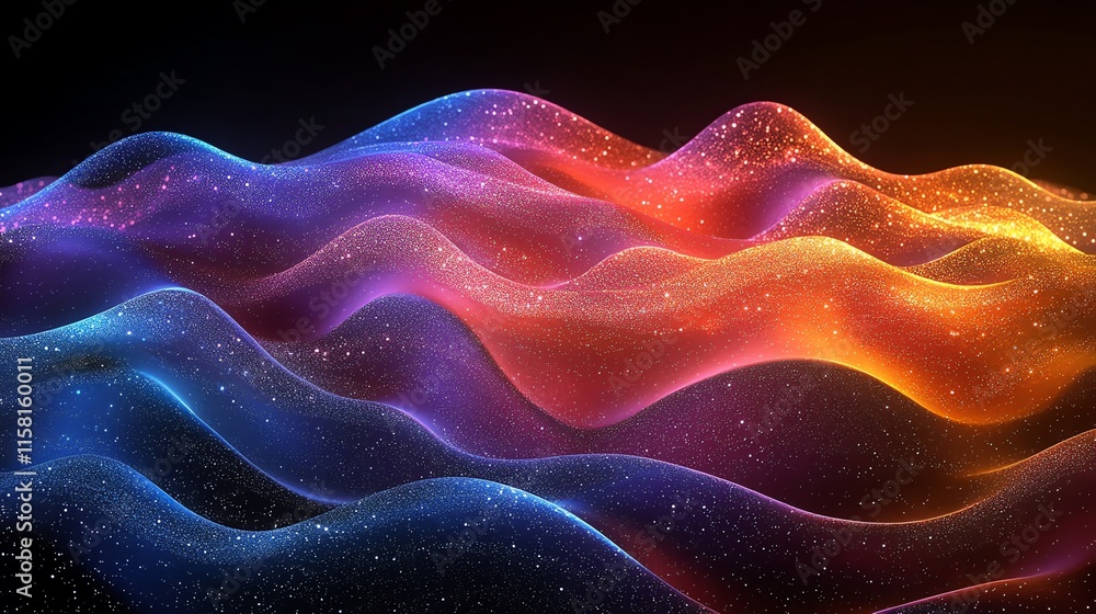 Poster abstract waves of color and light create a dynamic and vibrant visual experience.