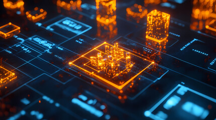 Focus on chemical element cobalt illuminated in periodic table of elements. 3d rendering. Cobalt. Illustration