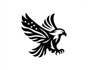 American Eagle logo design vector template. Black and white silhouette eagle vector illustration.