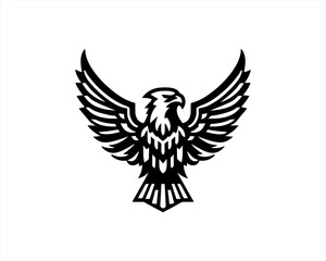 Eagle Logo Design Vector Template. Black and white silhouette eagle vector illustration.