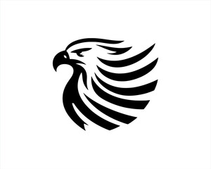 Eagle Logo Design Vector Template. Black and white silhouette eagle vector illustration.