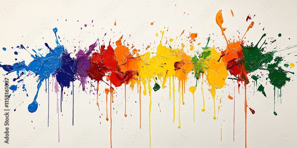 Aufkleber A vibrant splash of colors in a horizontal line, showcasing artistic expression and creativity.