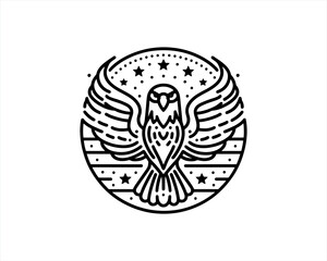 Eagle Logo Design Vector Template. Black and white silhouette eagle vector illustration.