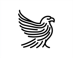 Eagle Logo Design Vector Template. Black and white silhouette eagle vector illustration.
