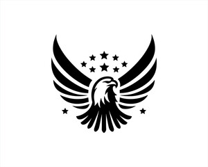 American Eagle logo design vector template. Black and white silhouette eagle vector illustration.