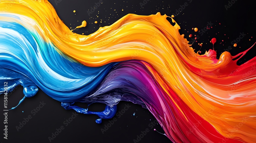 Poster a vibrant swirl of colorful paint, showcasing fluid motion and artistic expression.