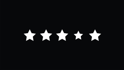 Abstract five stars customer product review icon set on black background.