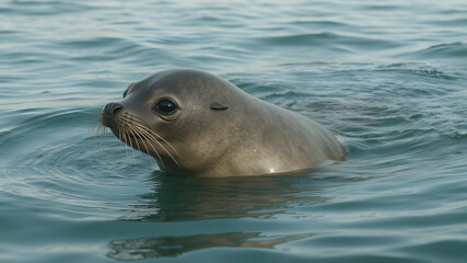 Obraz premium A cute seal swimming in the ocean with whiskers and fur