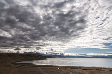 Lake Manasarovar on a cloudy day, Western Tibet