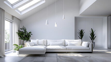 Fototapeta premium Modern simple living room interior design 