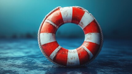 High-quality image of a red and white striped life preserver essential for safety