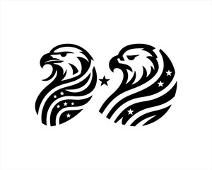 American Eagle logo design vector template. Black and white silhouette eagle vector illustration.