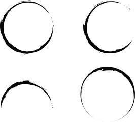 Four circles with a black outline. The circles are all different sizes