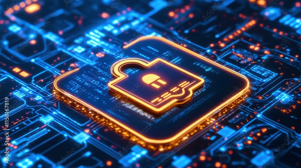 Aufkleber digital security concept with lock and data imagery