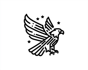 Eagle Logo Design Vector Template. Black and white silhouette eagle vector illustration.