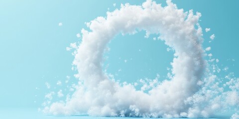 Futuristic Minimalist Cloud Ring on Blue Background